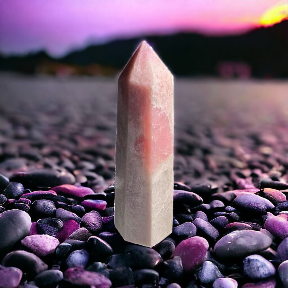 Pink Opal‎ Crystal Tower Meditation Healing Stone